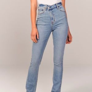 Ultra High Rise Slim Straight Jean with Criss-Cross Waistband